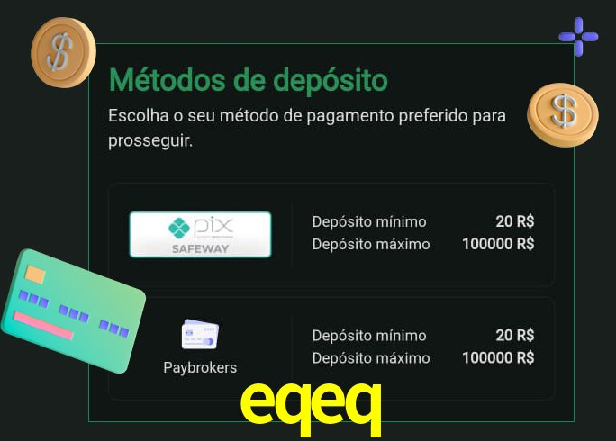 O cassino eqeq oferece uma grande variedade de métodos de pagamento